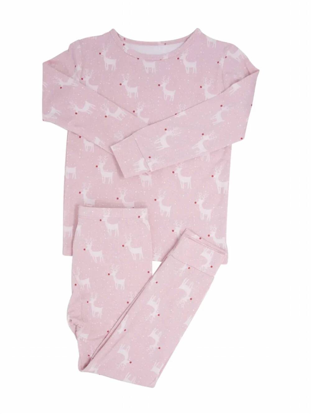 NEW SWEET BAMBOO kid's rudolph pajama set in pink